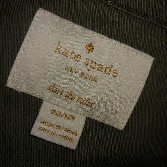 12 Kate Spade Girls Green Ruffle Hem Field Jacket - Picture 6 of 7